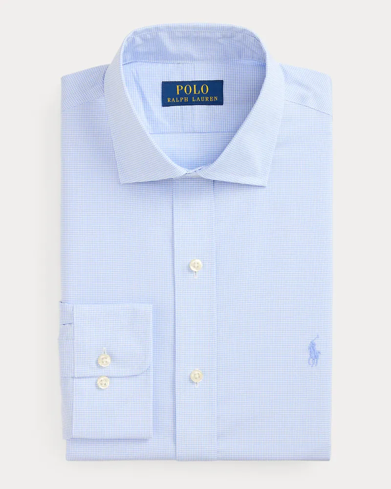 Ralph Lauren Custom-Fit Tattersall-Popelinehemd Blue