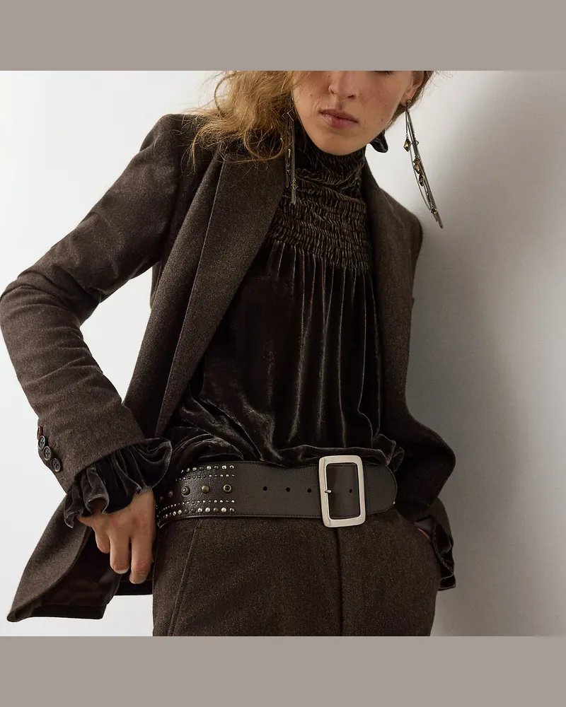 Ralph Lauren Nieten-Ledergürtel mit eckiger Schnalle Brown