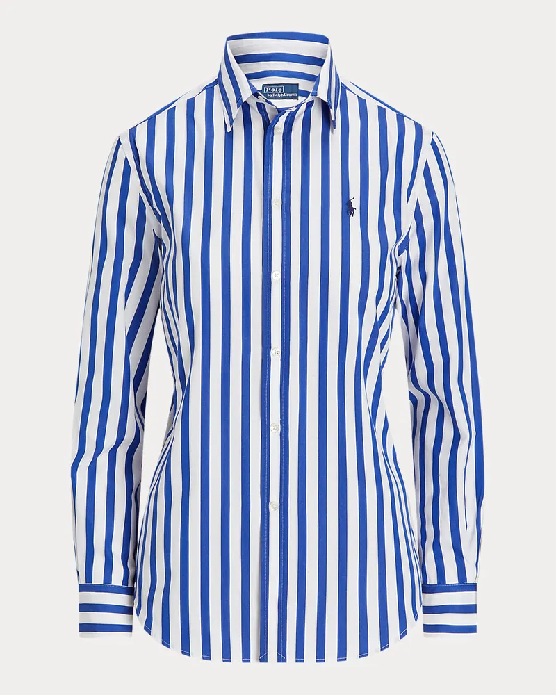 Ralph Lauren Gestreiftes Classic-Fit Baumwollhemd Blue