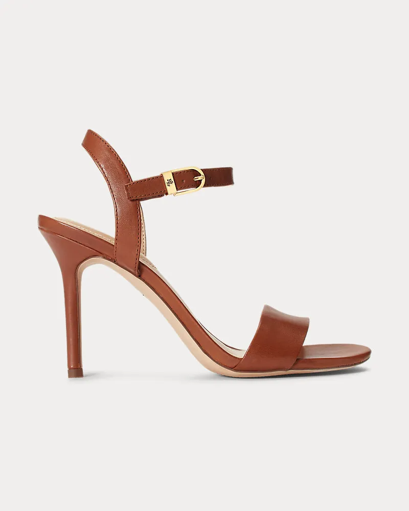 Ralph Lauren Sandale Gwen aus poliertem Leder Tan