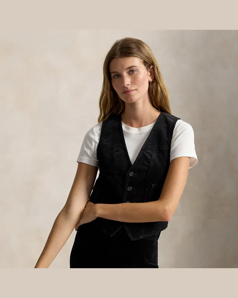 Ralph Lauren Weste aus Kordsamt Black