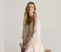 Satinmorgenmantel mit Spitze