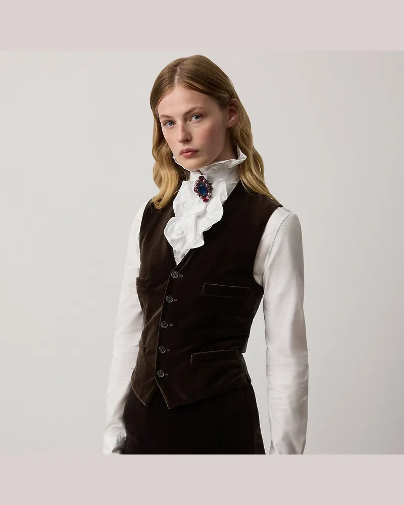 Ralph Lauren Weste Jaiden aus Stretchsamt Brown