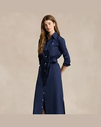 Ralph Lauren Midi-Hemdkleid aus Baumwolle mit Gürtel Blue