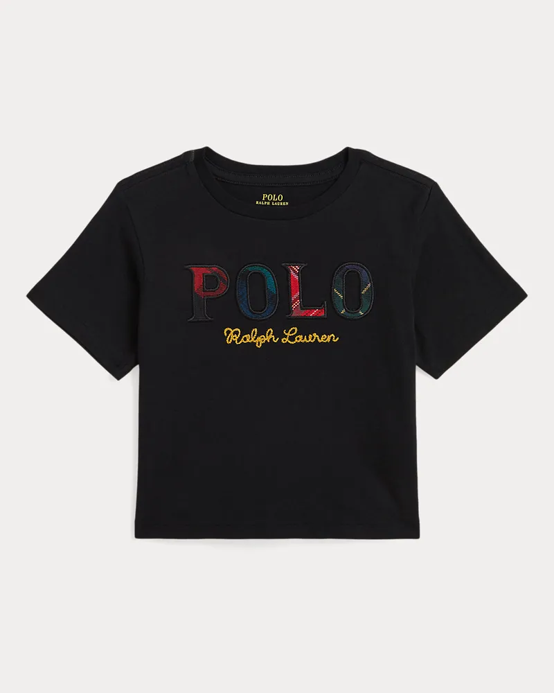 Ralph Lauren Kastenförmiges Baumwolljersey-T-Shirt Black
