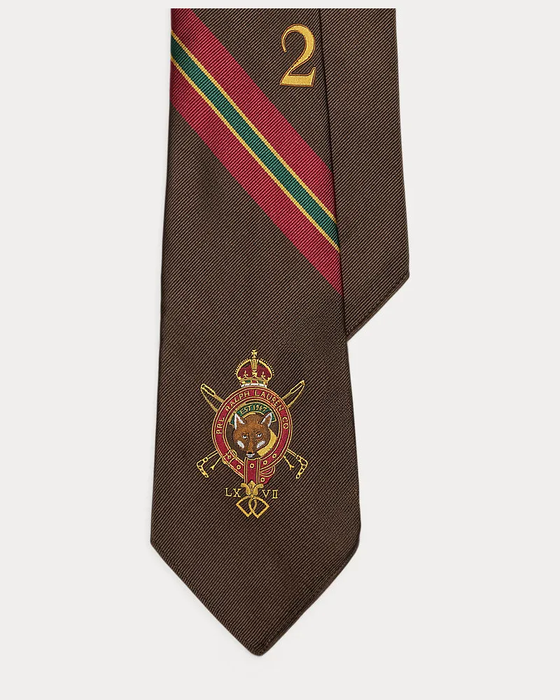 Ralph Lauren Seidentwill-Krawatte mit Wappen Brown