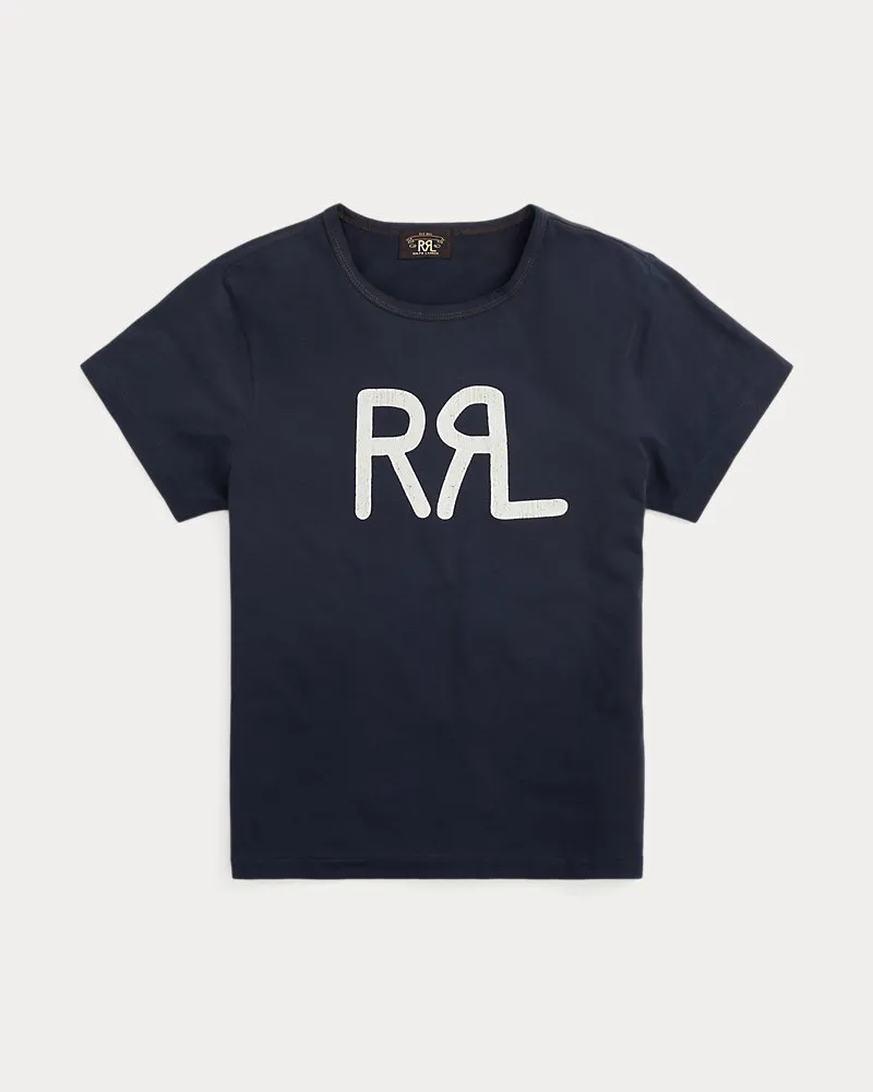 Ralph Lauren Logo-T-Shirt aus Baumwolljersey Blue