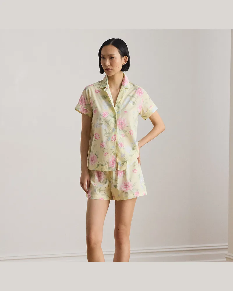 Ralph Lauren Geblümter Batist-Pyjama mit Boxershorts Yellow