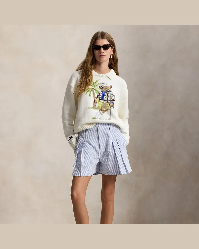 Ralph Lauren Seersucker-Shorts mit Falten Blue