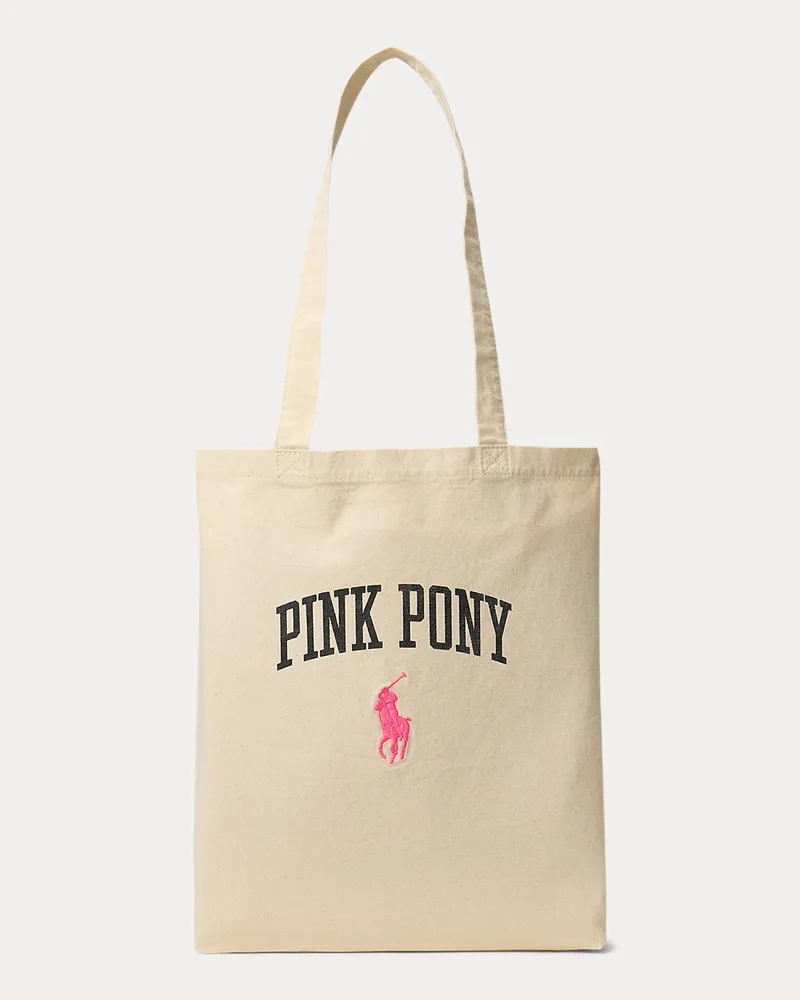 Ralph Lauren Shopper-Tragetasche mit Pink Pony Natural