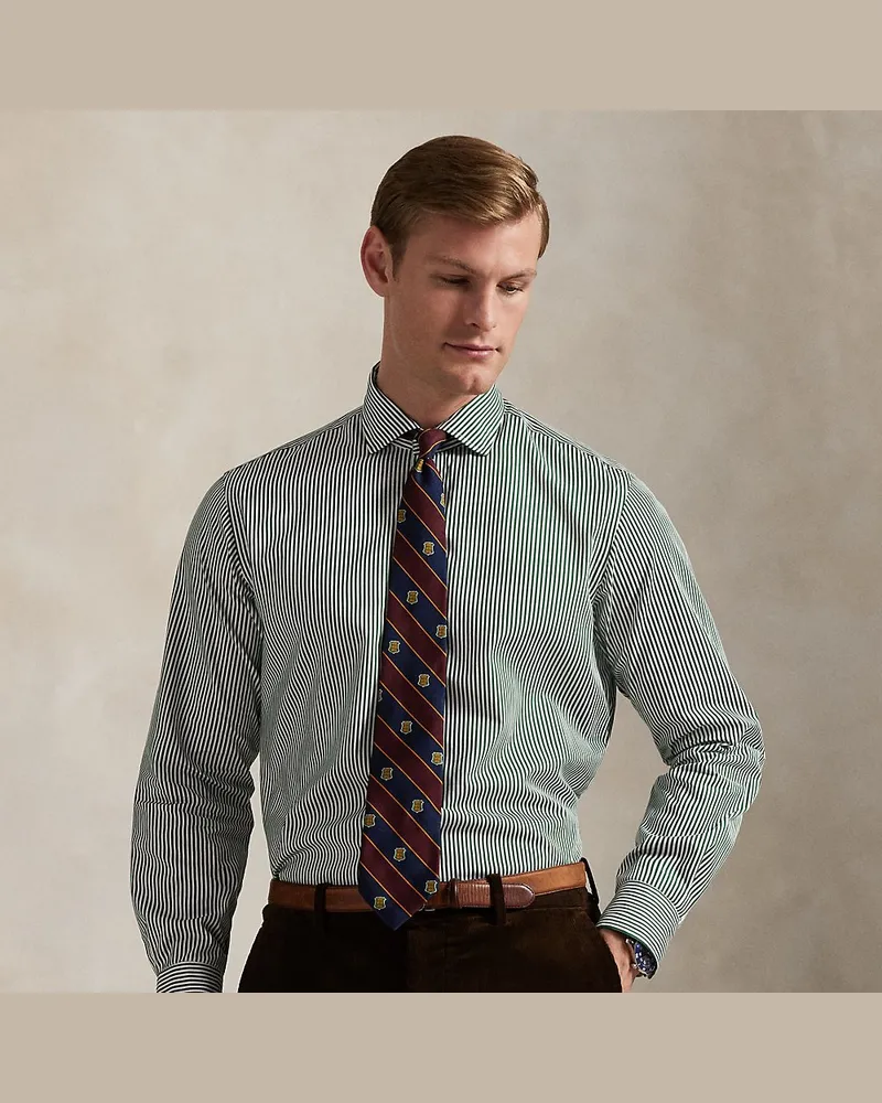Ralph Lauren Custom-Fit Popelinehemd mit Streifen Green
