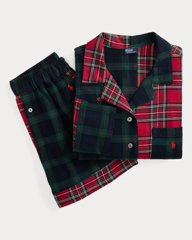 Ralph Lauren Karierter Flanell-Pyjama mit Shorts Red