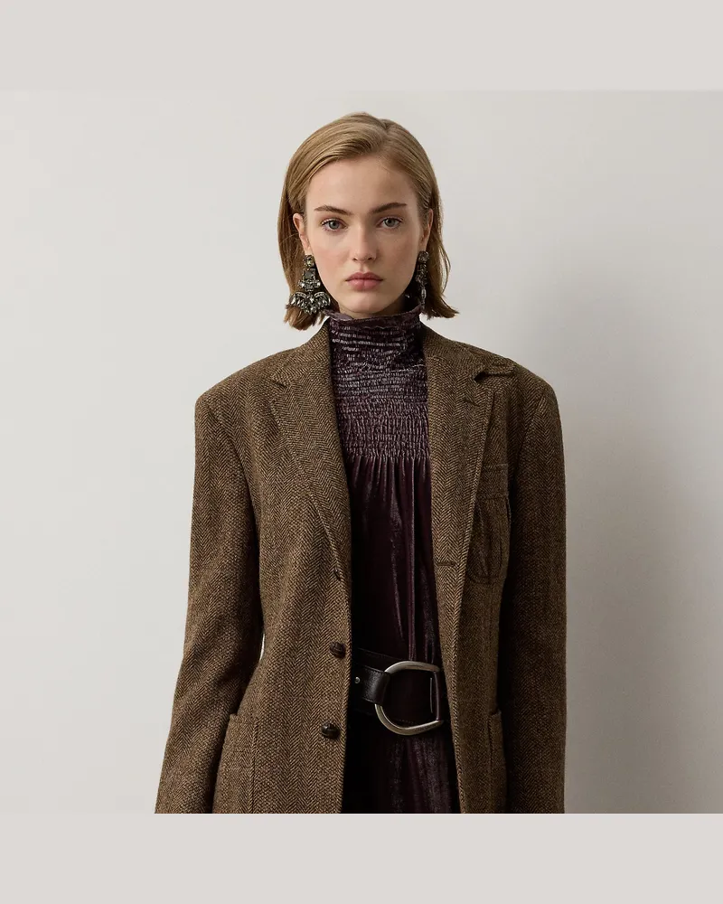 Ralph Lauren Tweedjacke Bonner mit Fischgratmuster Brown
