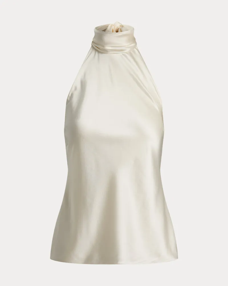 Ralph Lauren Stretch-Seidencharmeuse-Oberteil Chilton Cream