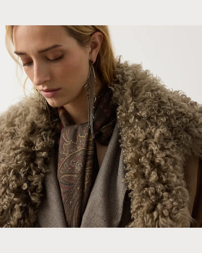 Ralph Lauren Paisley-Kaschmirtuch mit Fasanmotiv Brown