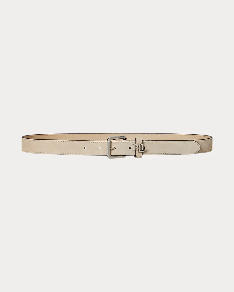 Ralph Lauren Schmaler Wildledergürtel mit Logo Cream