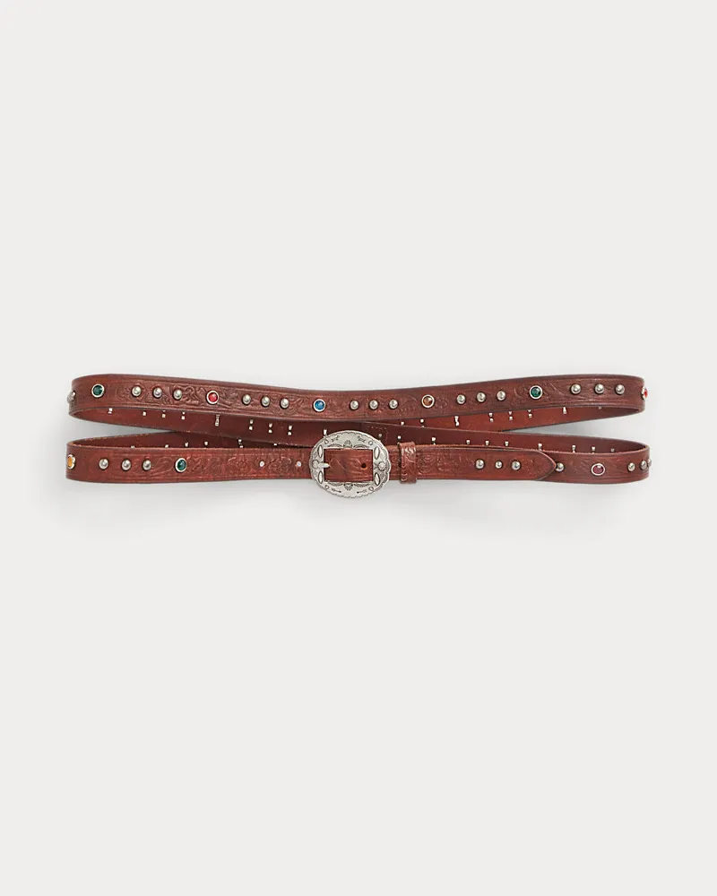 Ralph Lauren Handgearbeiteter Leder-Wickelgürtel Brown