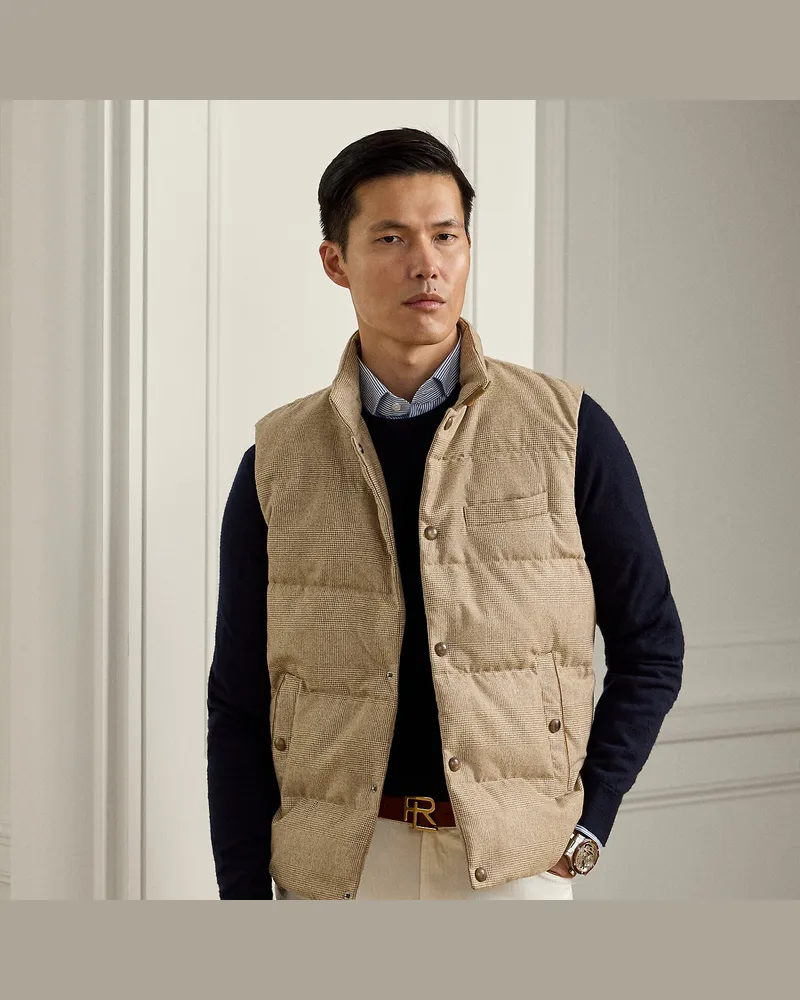 Ralph Lauren Daunenweste Whitwell aus Glencheck-Wolle Brown