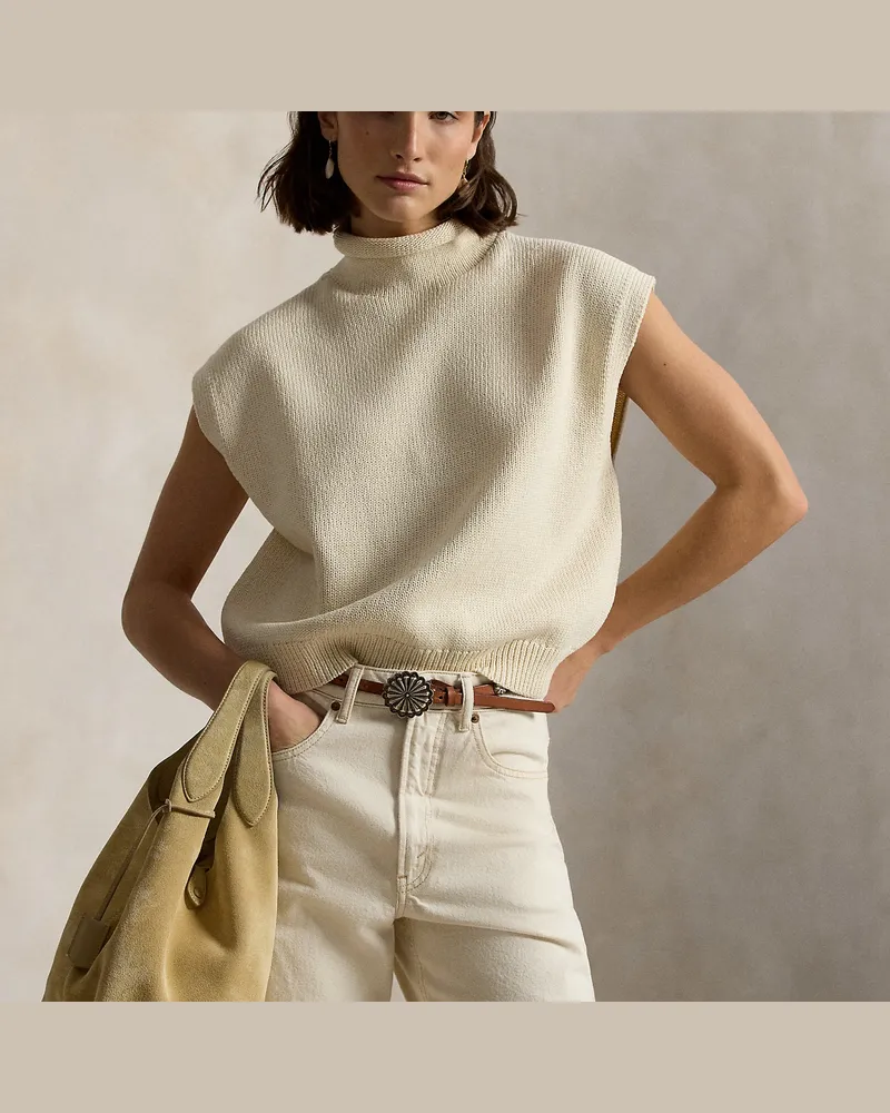 Ralph Lauren Wildleder-Tragetasche Polo Play Cream