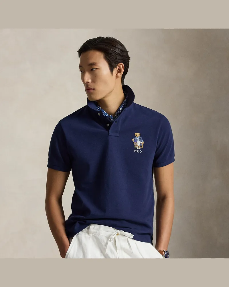 Ralph Lauren Custom-Slim-Fit Poloshirt mit Polo Bear Blue