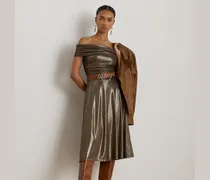 Schulterfreies Metallic-Cocktailkleid