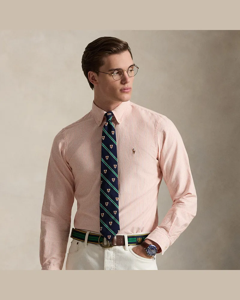 Ralph Lauren Gestreiftes Custom-Fit Oxfordhemd Orange