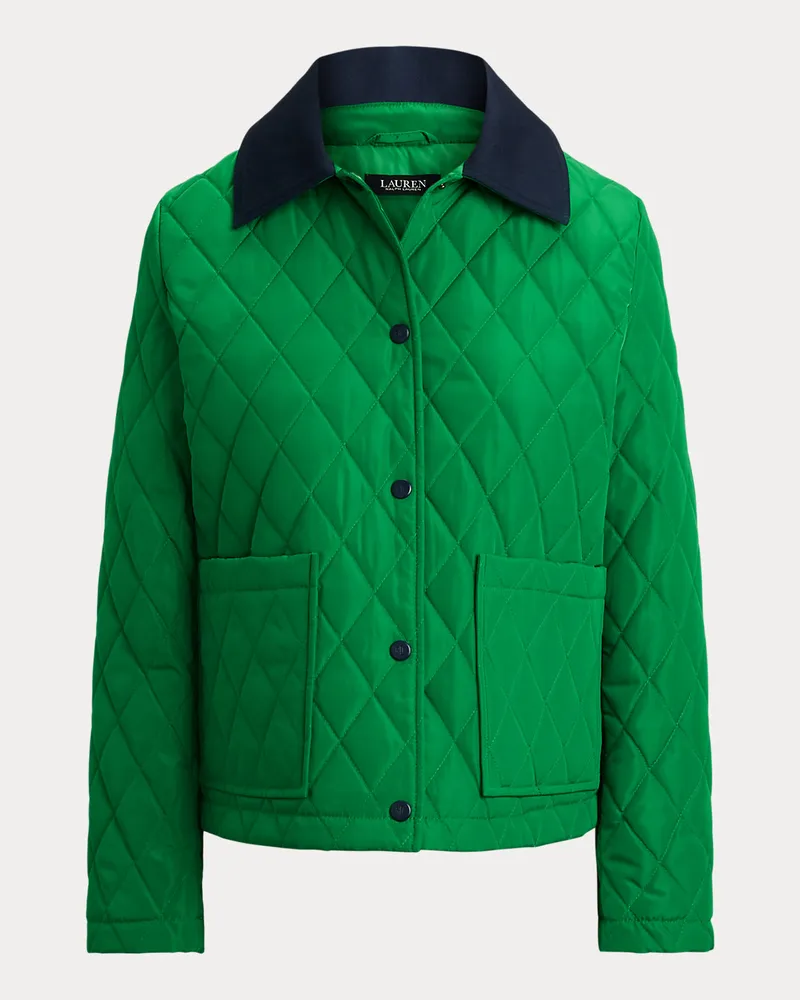 Ralph Lauren Jacke mit Rautensteppung und Twillbesatz Green