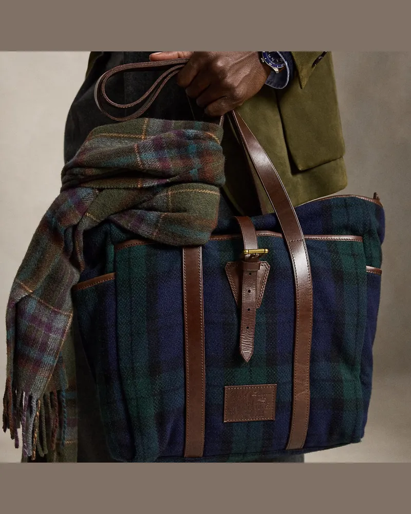 Ralph Lauren Karierte Tragetasche Heritage aus Tweed Green