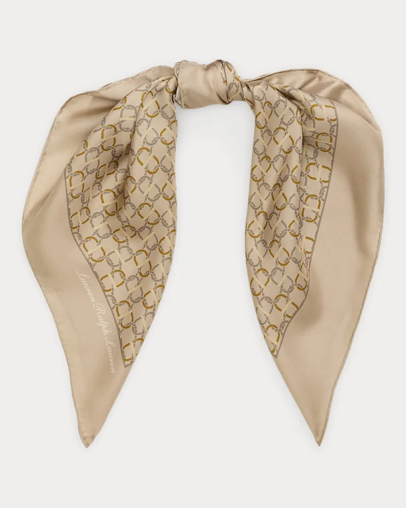 Ralph Lauren Seidentuch mit geometrischem Druck Tan