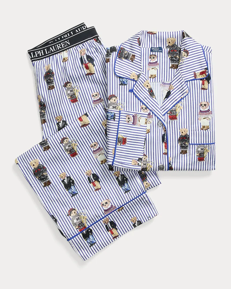 Ralph Lauren Langärmliger Pyjama aus Popeline Blue