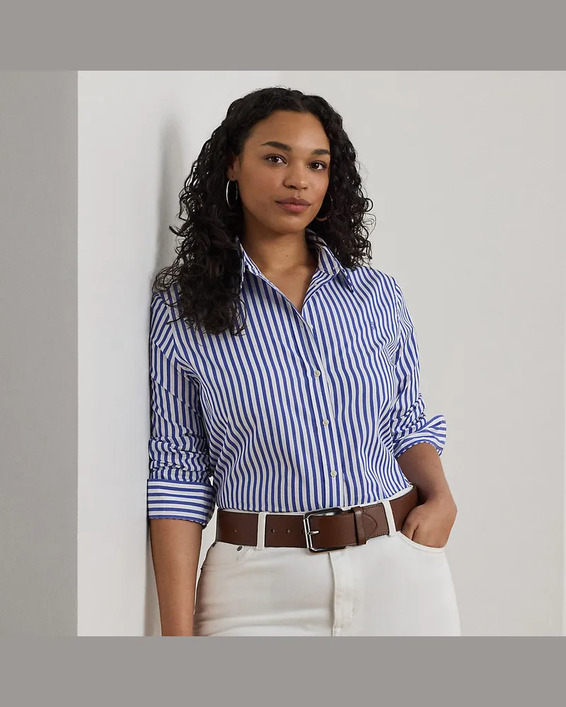 Ralph Lauren Plus Größen - Gestreiftes Classic-Fit Baumwollhemd Blue