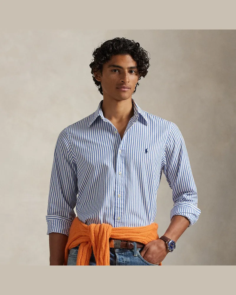 Ralph Lauren Custom-Fit Baumwollhemd mit Streifen Blue