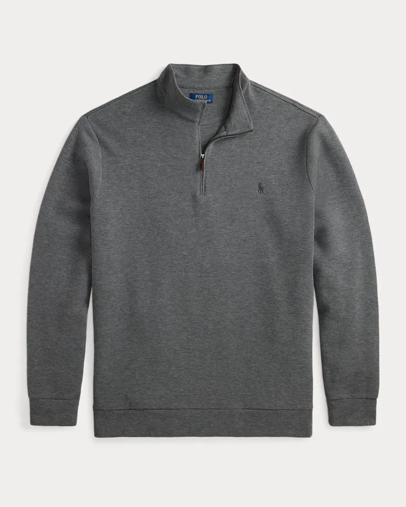 Ralph Lauren Große Größen - Piqué-Pullover mit Viertelreißverschluss Grey