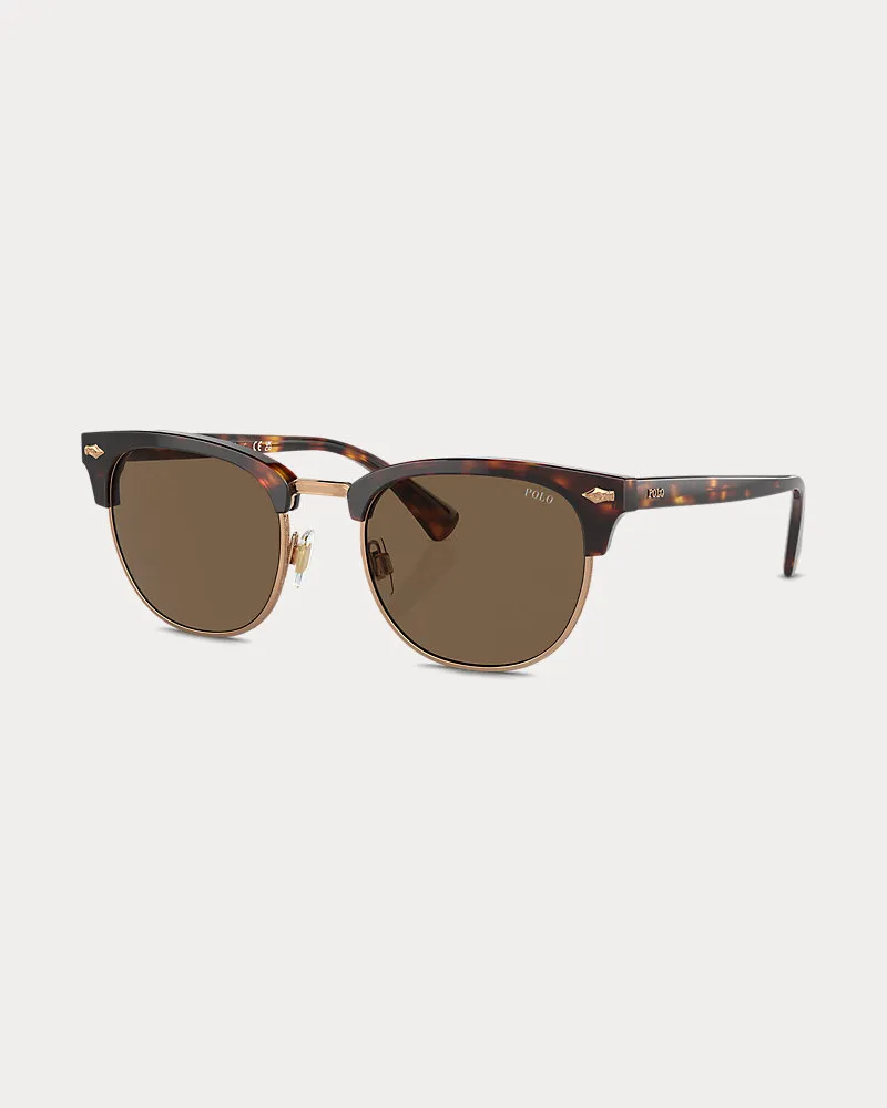 Ralph Lauren Traditionelle runde Sonnenbrille Brown