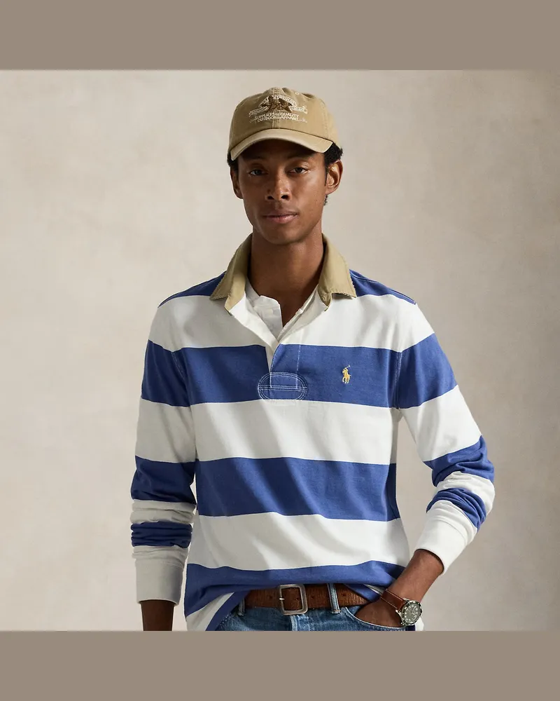 Ralph Lauren Classic-Fit Rugbyhemd mit Khaki-Kragen Blue
