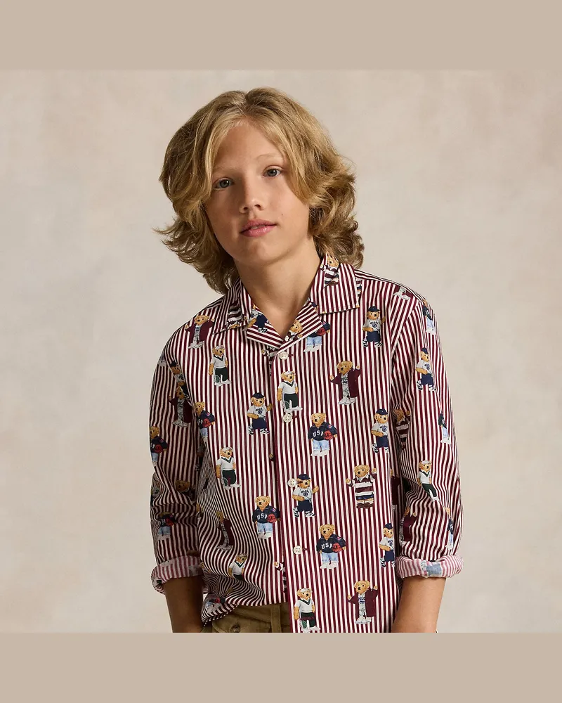 Ralph Lauren Gestreiftes Baumwollhemd mit Polo Bear Multi