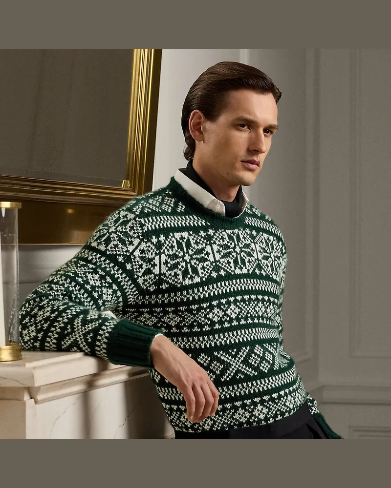 Ralph Lauren Kaschmirpullover mit Schneeflockenmuster Green