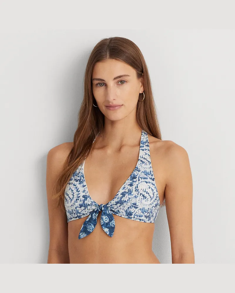 Ralph Lauren Gemustertes Neckholder-Bikinitop Red