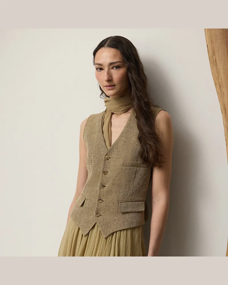 Ralph Lauren Weste Holland aus Gerstenkorn-Tweed Brown