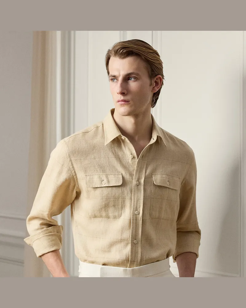 Ralph Lauren Hemd mit Windowpane-Karo Brown