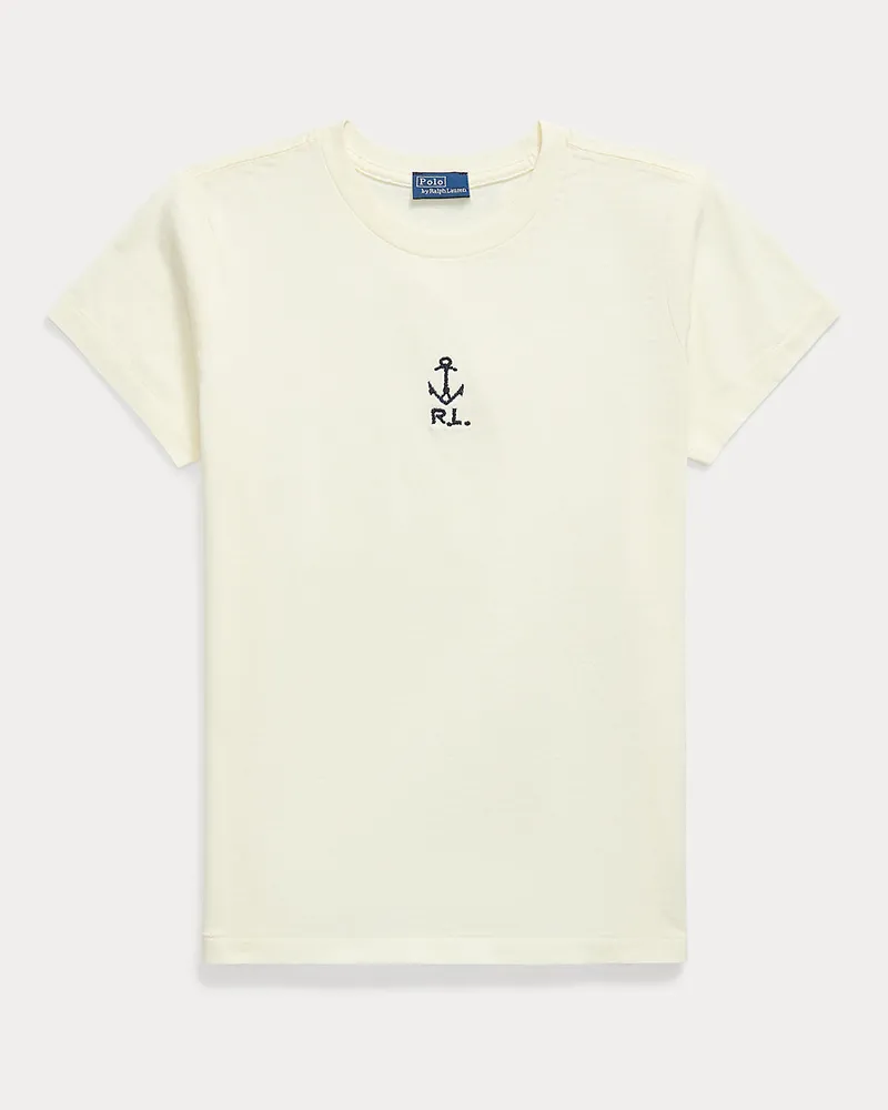 Ralph Lauren Baumwolljersey-T-Shirt mit Stickerei Cream