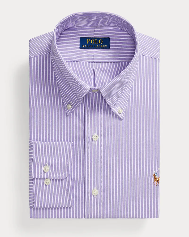 Ralph Lauren Gestreiftes Custom-Fit Oxfordhemd Purple