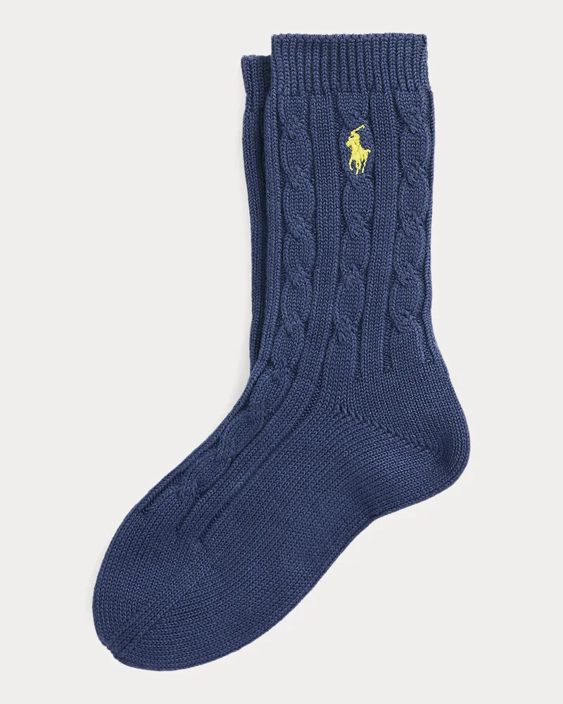 Ralph Lauren Crew-Socken mit Zopfmuster Blue