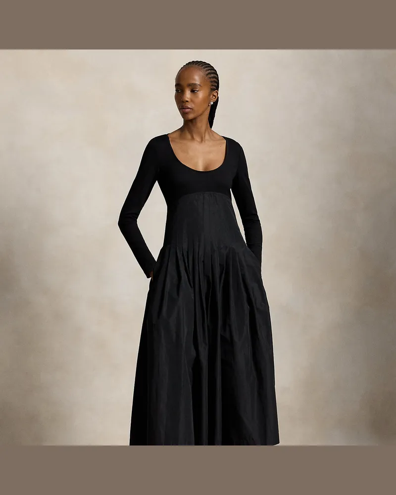 Ralph Lauren Empire-Kleid mit Kellerfalten Black