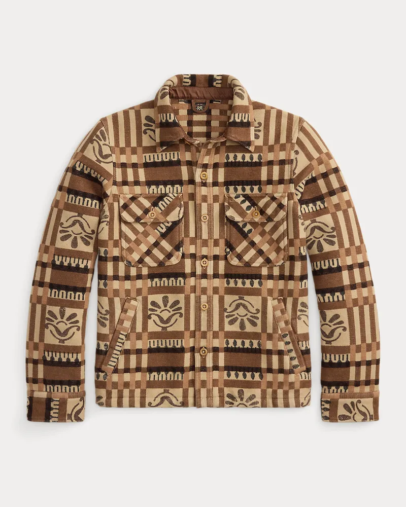Ralph Lauren Jacquard-Hemdjacke mit Blockdruck Brown