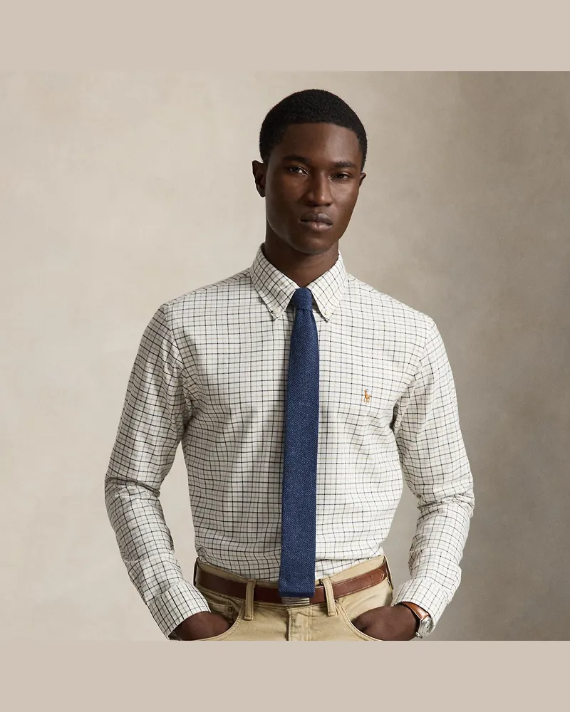 Ralph Lauren Custom-Fit Tattersall-Oxfordhemd White