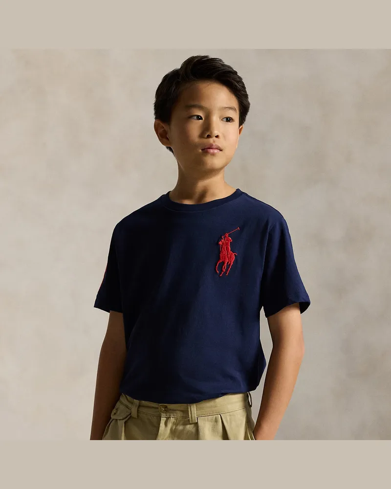Ralph Lauren T-Shirt aus Baumwolljersey mit Big Pony Blue
