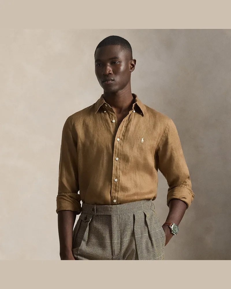 Ralph Lauren Custom-Fit Leinenhemd Brown