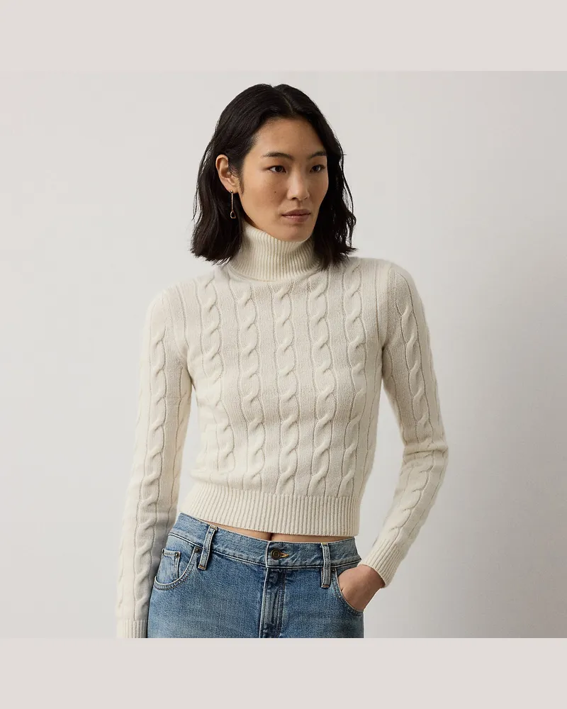 Ralph Lauren Rollkragenpullover mit Zopfmuster Cream