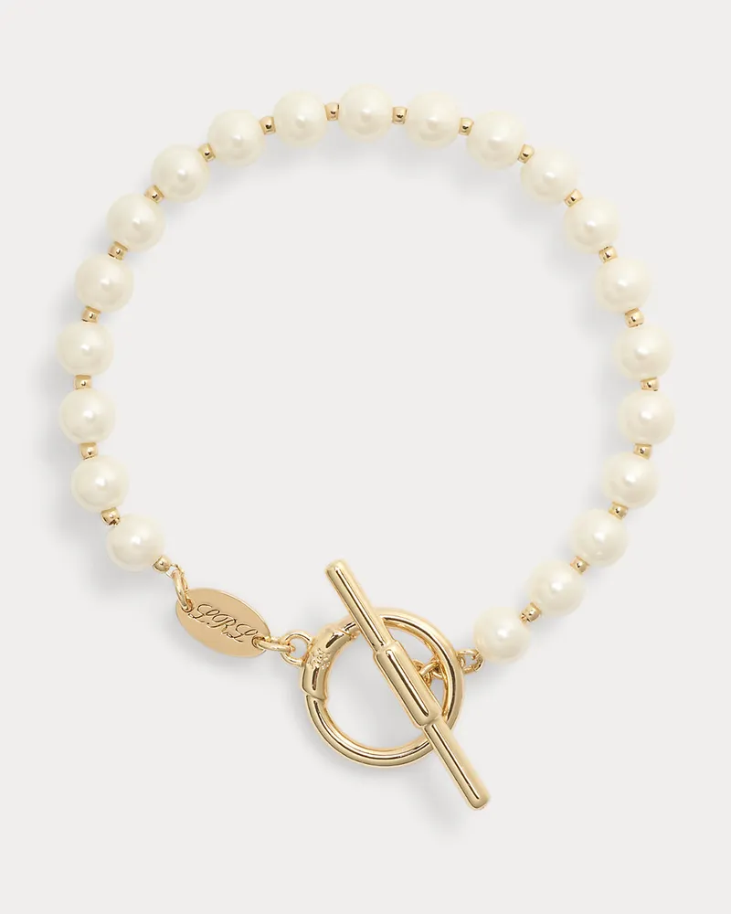 Ralph Lauren Flex-Armband mit Kunstperlen und Logo Gold